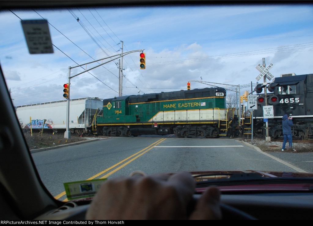Seen from the driver's viewpoint, H76 passes thru the Stryker Road grade crossing